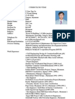 Curriculum Vitae (U Zaw Tun Oo)