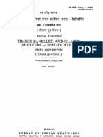 Timberpanelledandglazed Shutters-Specification: Indian Standard
