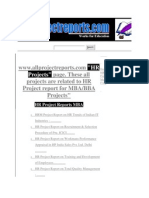 "HR Projects": Page. These All Projects Are Related To HR Project Report For MBA/BBA Projects"