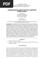 Elaboracion de Queso Ricotta A Partir de Suero Lacteo Final