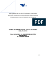 Objetivo, Perfil y Créditos de La Especialidad Análisis Financiero