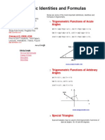 Trigonometric Identities and Formulas