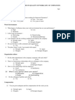 Questionnaire On Quality of Work Life of Employees