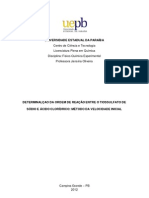 DETERMINAÇÃO DA ORDEM DE REAÇÃO ENTRE O TIOSSULFATO DE SÓDIO E ÁCIDO CLORÍDRICO - Reagentes em Execesso