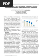 Analyse Exergétique D'un Cycle Organique de Rankine (COR) Sous-Critique Pour Récupérer Les Chaleurs Perdues À Basse Température