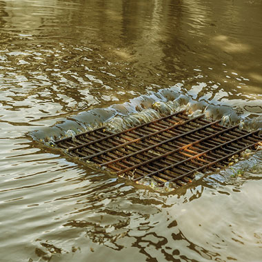 This storm drain diverts water into holding ponds where TOC levels can be monitored.