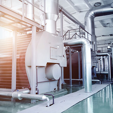 Industrial boilers at a factory. TOC levels need to be monitored here to reduce organics that can cause damage in the condensate