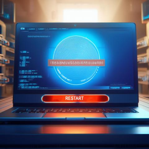 A Firefly generated image of a laptop with a blue screen and RESTART error message