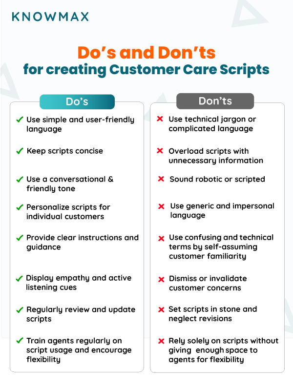 dos and don'ts for customer care scripts