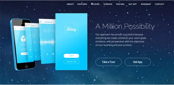 Misty App Landing Page