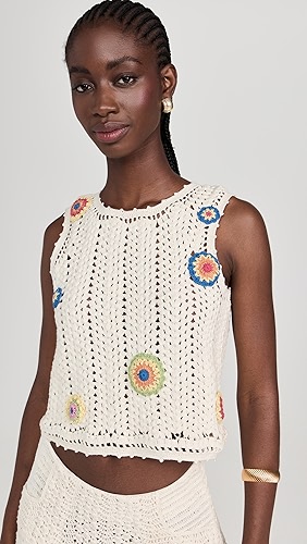 Alix of Bohemia Lula Pearl Flower Crochet Top.