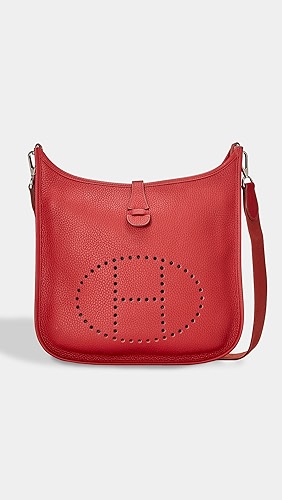 What Goes Around Comes Around Hermes Red Clemence Evelyne III PM Messenger Bag.