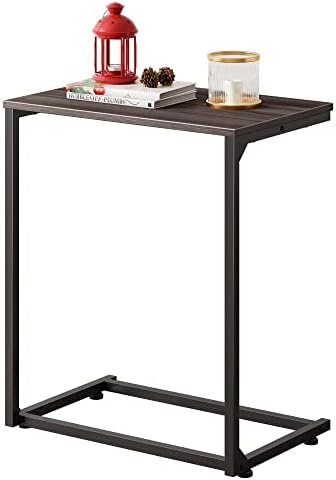 WLIVE C Shaped End Table for Couch, A-Grey Side Table for Living Room, Bedroom, Home Office, Couch Table for Small Spaces