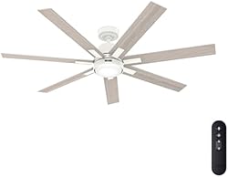 Hunter Fan 60 inch White Indoor Ceiling Fan with Light Kit and Handheld Remote for Bedroom, Living Room/Family