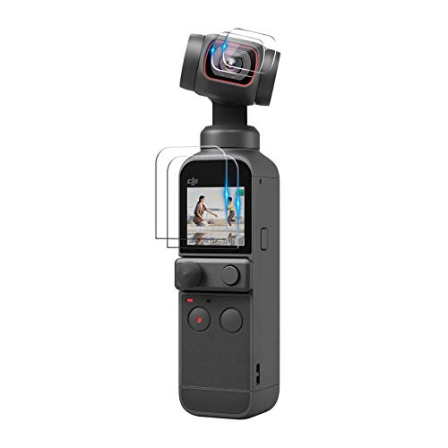 JOYSKY For DJI OSMO POCKET2 ガラスフィルム OSMO POCKET 保護フィルム 高透過率 ＨＤ画面 全方向保護 指紋防止 気泡ゼロ カメラ保護フィルム メイン画面用*2枚とレンズ用*2枚 (透明)