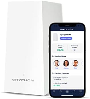 Gryphon AX – Ultra-Fast Mesh WiFi 6 Parental Control Router – Advanced Content Filters and Next-Gen Firewall - 4.3 Gbps Across 3,000 sq. ft. per Router for Multi-Device Households