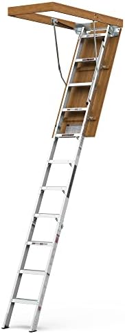 WIILAYOK Aluminum Attic Ladder - Lightweight and Portable, 375-pound Capacity Convenient Access to Your Attic, Fits 7'8"-10'3" Ceiling Heights, 22 1/2" x 54"