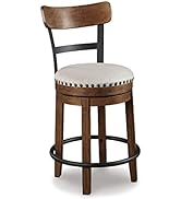 Signature Design by Ashley Valebeck Rustic Farmhouse 24.5” Counter Height Swivel Bar Stool, Brown