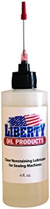Liberty Oil, Clear Nonstaining Oil for Lubricating All Moving Parts of Your Sewing Machine. Large 4 Ounce Bottle.