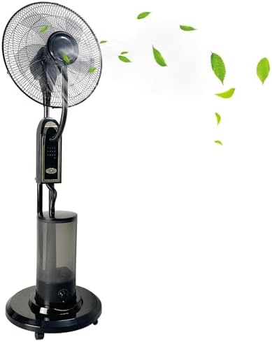 HSPLXYT Patio Misting Fan, Outside Cooling Fan, 3-Speed Oscillating Pedestal Fan, Spray Fan for Outdoor, Commercial, Residential, Greenhouse, Workshop, Patio with Timer & Remote Control