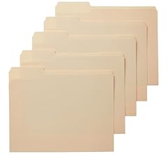 Amazon Basics 1/3-Cut Tab, Assorted Positions File Folders, Letter Size, Manila - Pack of 100
