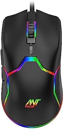 Ant Value GM1001 USB Wired Gaming Mouse,6 Adjustable 12800 DPI Computer Mouse,Optical Sensor 13 RGB Mouse with