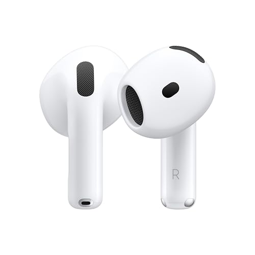 Apple AirPods 4ワイヤレスイヤーバッド、Bluetoothヘッドフォン、アクティブノイズ キャンセリング搭載、適応型オーディオ、外部音取り込みモード、パーソナライズされ た空間オーディオ、USB-C充電ケース、ワイヤレス充電、H2チップ