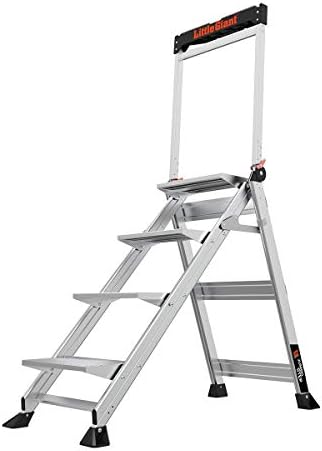 Little Giant Ladders, Jumbo Step, 4-Step, 3 foot, Step Stool, Aluminum, Type 1AA, 375 lbs weight rating, (11904), Gray