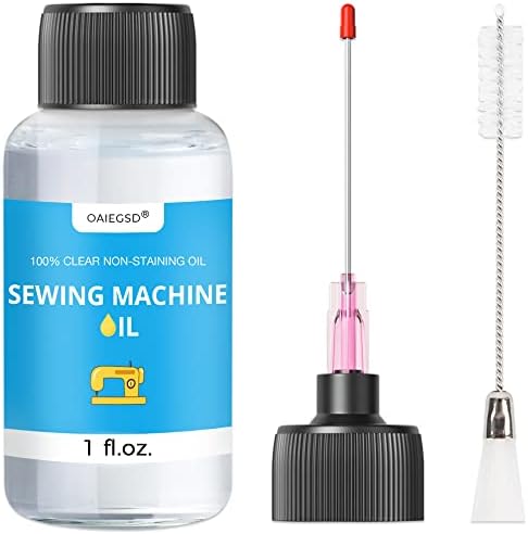 1FL.OZ. Sewing Machine Oil with Extra Long 1.5 Inch Needle Tip and Double Head Brush, Fine Light Machine Oil, Universal Clear Lubricant Oil for Lubricating Moving Parts of Sewing Machine - by OAIEGSD