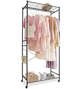 fusehome Clothes Rack for Hanging Clothes, Rolling Garment Rack, Clothes Rack with Wheels, Clothe...
