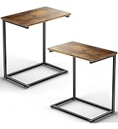 Pipishell C Shaped End Table Set of 2, Side Table for Couch Slide Under, C Table Sofa Side End Ta...