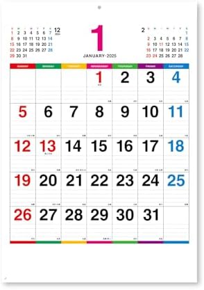 新日本カレンダー 2025年 カレンダー 壁掛け カラーラインメモ 年表付 NK174