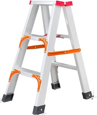 Stepladder Folding Ladder Step Ladder Aluminum Folding Ladder Anti-Slip Step Ladder Portable Extension Ladder for Indoor Outdoor Telescopic Ladder Collapsible Ladder (Color : Orange, Size : 2 Step L