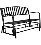 VINGLI 50 inch Outdoor Glider Bench Metal Outdoor Bench Porch Glider Rocking Bench for Outside Pa...