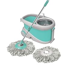 Spotzero by Milton Prime Mop with Big Wheels and Stainless Steel Wringer, (Aqua Green, 2 Refills)