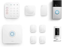 Ring Video Doorbell with Ring Stick Up Cam (White) and Ring Alarm 8-piece (White)