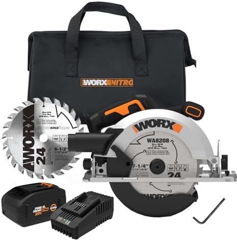 Worx Nitro WX520L 20V Power Share 4.0Ah 7.25" Cordless Circular Saw with Brushless Motor