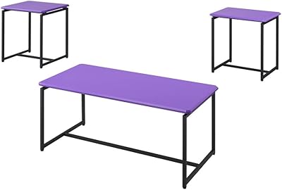 Lilola Home GT 3 Piece Violet Carbon Fiber Wrap Coffee Table and End Table Set