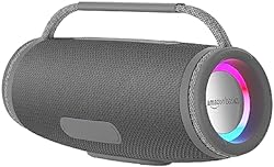 amazon basics Bluetooth 16W Speaker, with TWS Function, Powerful Bass, BT 5.3, MicroSD Card Slot, RGB Lights, 