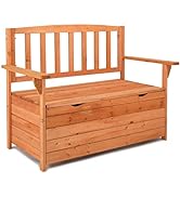 VINGLI 40 inch Wooden Outdoor Storage Bench 30 Gallon Deck Box, Outdoor Bench with Storage for De...