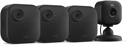 Blink Outdoor 4 + Blink Mini 2 — Smart security cameras, two-way talk, HD live view, motion detection, set up in minutes, Works with Alexa — 3 camera system + Mini 2 (Black)