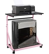 fusehome Computer Tower Stand, 2-Tier CPU Stand with Lockable Wheels, Adjustable Height PC Stand ...