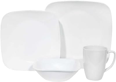 Corelle Square 16-Piece Dinnerware Set, Pure White, Service for 4
