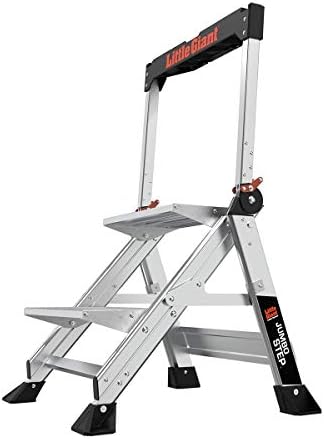 Little Giant Ladders, Jumbo Step, 2-Step, 2 foot, Step Stool, Aluminum, Type 1AA, 375 lbs weight rating, (11902), Silver