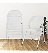 fusehome Folding Chairs 2 Pack, Stackable Metal Foldable Chair for Home and Office, Indoor and Ou...