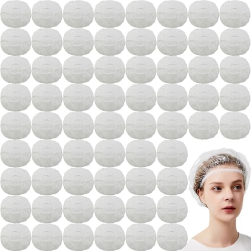 RONYOUNG 100PCS Disposable Shower Caps Bulk 16" Plastic Clear Hair Cap Elastic Waterproof Bath Caps for Women Hair Care Cleaning Supplies Spa Hotel and Hair Salon Home Use Travel Accessories