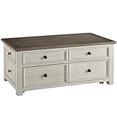 Signature Design by Ashley Bolanburg Farmhouse Lift Top Coffee Table with Drawers, Antique Cream ...