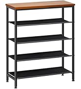 Pipishell 5-Tier Shoe Rack, Large Shoe Stand Rack with Sturdy Wood Grain Finish Top Shelf & Steel...