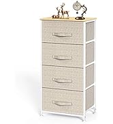 4 Drawer Fabric Dresser Storage Tower, Dresser Chest with Wood Top, Organizer Unit for Closets Be...