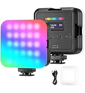 NEEWER Magnetic RGB Video Light, 360° Full Color RGB61 LED Camera Light with 3 Cold Shoe Mounts/C...